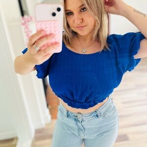 Free People Vibrant Blue Crop Top